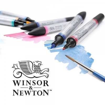 板橋酷酷姐美術！牛頓winsor &amp;newton水彩雙頭麥克筆！高色粉製成！細頭、毛筆頭！  共36色，可搭配水筆，水