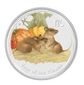 澳洲 紀念幣 2008 2oz 鼠年生肖彩色紀念銀幣 原廠
