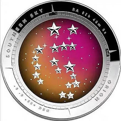 澳大利亞2014年 南天星空系列獵戶座凹形彩色銀幣