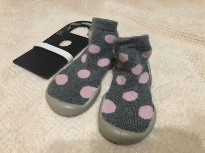 Collegien手工鞋襪 （寶寶鞋襪）法國製（15/15.5cm)(灰底粉點）