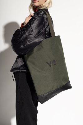 Y3~稀有限定！絕版頂級精品刺繡魅影軍綠色橄欖綠色唯美典雅托特包、側背包、斜背包、肩背包~收藏款！