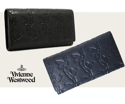Vivienne Westwood ( 土星鍊皮革壓紋) 真皮兩摺長夾 皮夾 錢包｜100%全新正品｜特價! 即將缺貨!