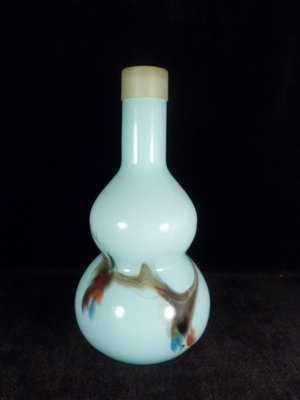 古玩軒~琉璃擺飾.藍色琉璃花瓶.琉璃葫蘆長頸瓶.彩色琉璃葫蘆花瓶(非中華陶瓷.青花瓶)PPP709