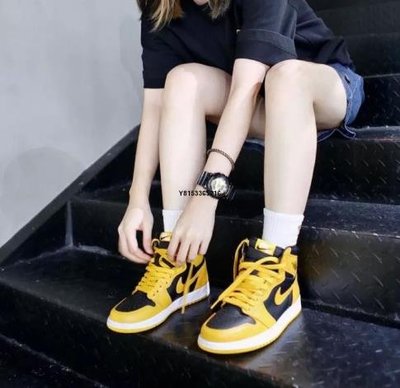 Air Jordan 1 High OG “Yellow Toe”aj1喬丹黑黃腳趾籃球鞋 575441-711女鞋