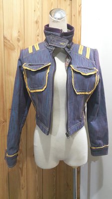 WAY LEE 專櫃品牌 藍紫色歐美風立領造型騎士外套