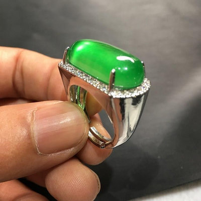 天然緬甸翡翠戒指冰種陽綠馬鞍戒指鑲嵌戒指時尚首飾精品
