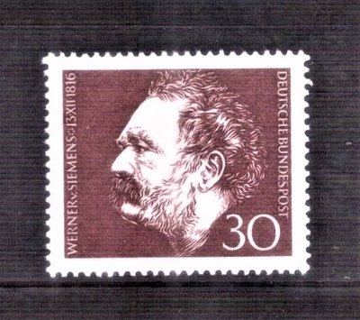 【珠璣園】GW6610 德國郵票 - 西德 1966年 恩斯特·維爾納·馮·西門子(德國發明家，西門子公司創始人之一)