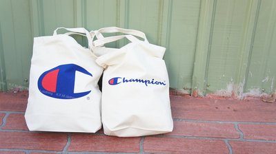 【 K.F.M 】Champion Japan 帆布 托特包 購物袋 日版 雙面Logo