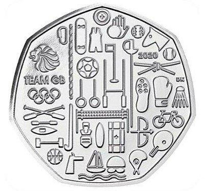 【熱賣精選】英國 2020年 東京奧運會英國代錶團 50便士 紀念幣 全新（BU級）