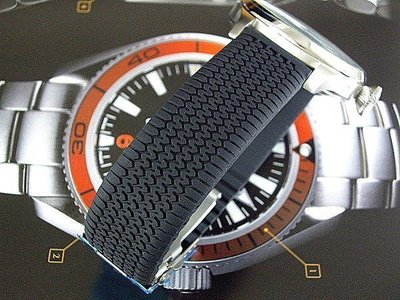 高質感24mm蕭邦輪胎紋不鏽鋼製單折安全扣矽膠錶帶silicone strap