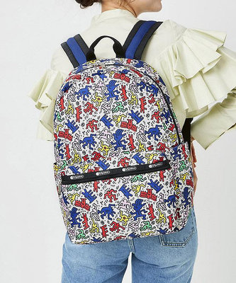 小Z代購#LeSportsac x Keith Haring 聯名系列 塗鴉 8266 3426 旅行雙肩降落傘防水後背包 7990