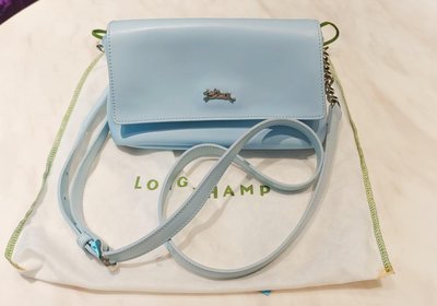 Longchamp 小羊皮 斜背包 天藍色