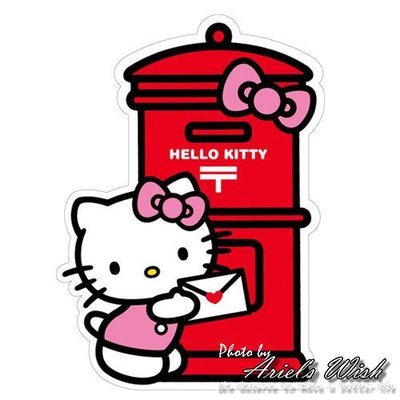 Ariel's Wish-2014日本郵便局郵局Hello Kitty40周年限量款-蝴蝶結愛心信封 郵筒明信片卡片