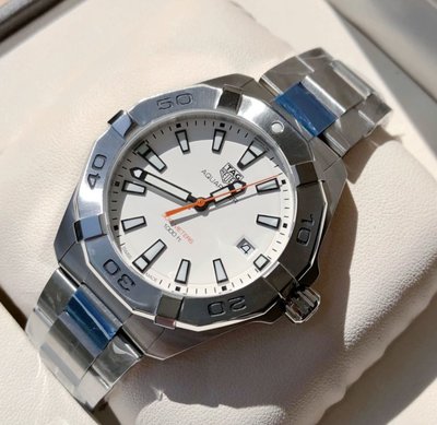 TAG HEUER Aquaracer 白色面錶盤 銀色不鏽鋼錶帶 男士 石英手錶 WBD1111.BA0928 豪雅 競潜 300M