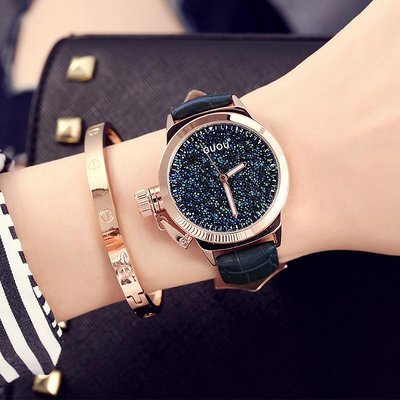 熱銷 GUOU歐美風大錶盤時尚手錶腕錶女INS風皮帶防水石英滿天星女錶709 WG047