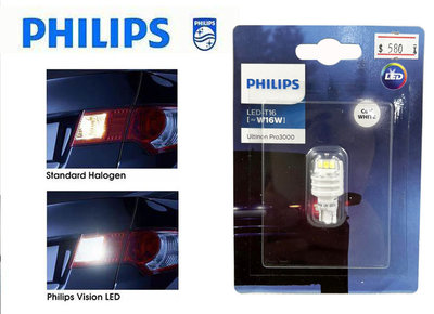 總代理公司貨 PHILIPS 飛利浦 LED W16W T16 T15 超白光 倒車燈 Ultinon pro3000