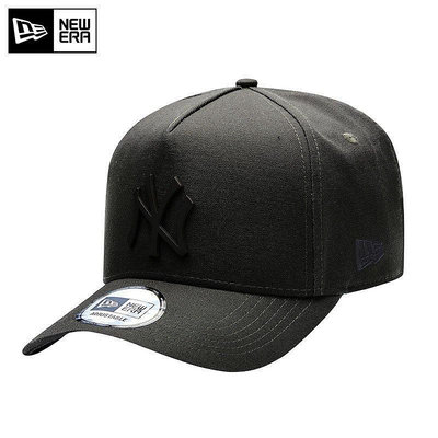 熱款直購#韓國NewEra帽子潮牌洋基隊金屬大標NY鴨舌帽MLB棒球帽高頂全黑色