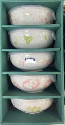 日本製微波碗保鮮盒 5入 不同圖案 盒裝 保鮮碗 微波