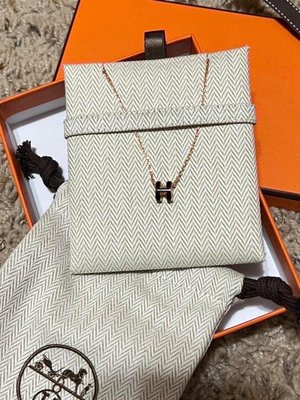 HERMÈS 經典mini POP H項鍊 黑玫瑰金