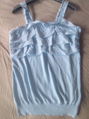 設計師IROO淺藍色拼接MOMA MIA-MIA ECCO款蕾絲造型針織背心上衣