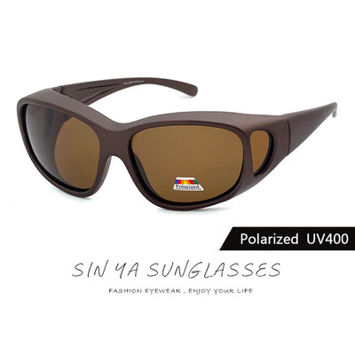 MIT特大款茶色偏光太陽眼鏡 Polaroid近視套鏡 抗紫外線UV400 防眩光 反光