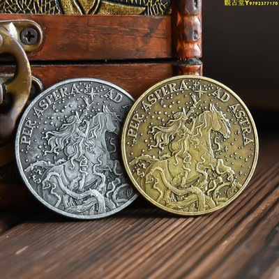女騎士幣太陽花復古做舊浮雕銅銀收藏紀念幣硬幣禮物品創意小玩意