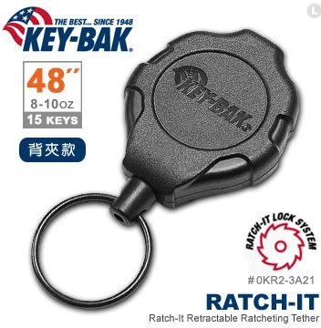 【LED Lifeway】KEY BAK Ratch-It 鎖定系列48"強力負重伸縮鑰匙圈-附背夾#0KR2-3A21