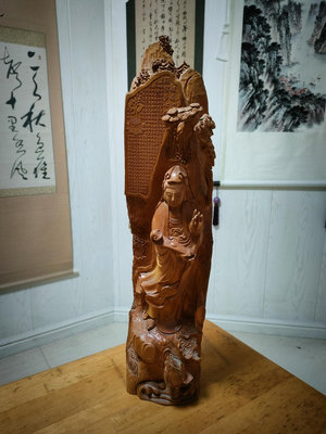 日本 回流 超大 木雕觀音像 精雕細琢 黃楊木 觀世音佛像