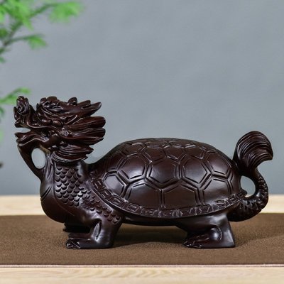 黑檀木雕龍龜擺件實木質雕刻龍頭龜身家居客廳裝飾品紅木工藝品