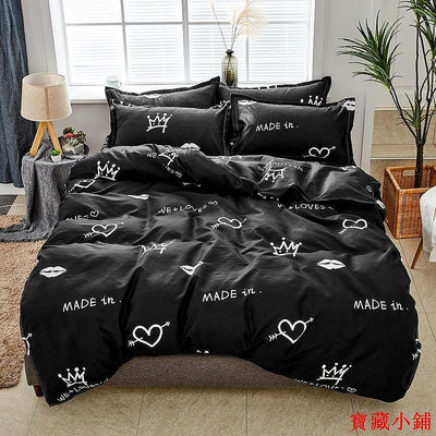 熱銷 舒柔棉床包四件組 雙人/加大雙人床包四件組 單人床包組 被單組床單組薄被套枕頭套枕套被單4件組 黑色 簡約時尚 可