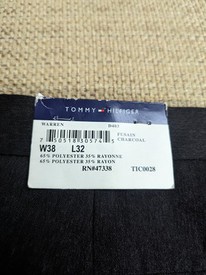 Tommy hilfiger 灰黑色上班西裝褲 深灰色休閒長褲 38 大尺寸 大尺碼
