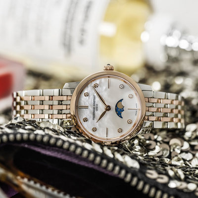 【時光鐘錶公司】CONSTANT 康斯登 FC-206MPWD1S2B 超薄月相石英女錶 腕錶 現貨 珍珠母貝錶盤