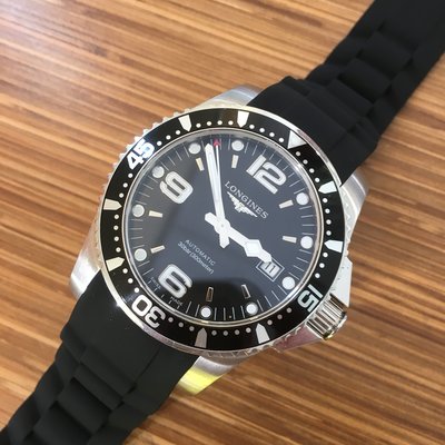 【錶帶家】代用 LONGINES Hydro Conquest 浪琴康卡斯潛水錶 L38414 44mm 圓弧矽膠錶帶