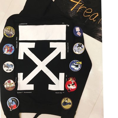 [4real] OFF-WHITE 18ss 卡通臂章 連帽外套