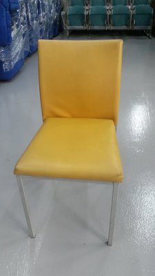 宏品二手家具館~ F52525鵝黃色皮製餐椅*書桌椅 電腦椅 讀書椅 辦公椅 會議椅 洽談桌椅 中古傢俱拍賣