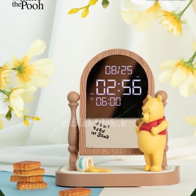 韓國 小熊維尼 Winnie The Pooh Mirror 座鐘 LED時鐘 電子鐘 桌鐘 鏡面電子鐘 鏡子時鐘 鬧鐘