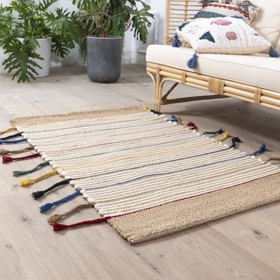 特賣-印度進口地毯黃麻羊毛手工編織地墊臥室床邊地毯客廳民宿地毯地墊