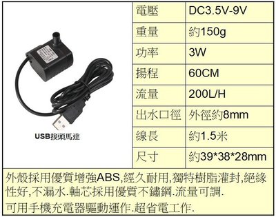 BZ水冷 USB接頭 沉水馬達 DC3.5-9V 無刷直流 水泵 靜音 抽水馬達