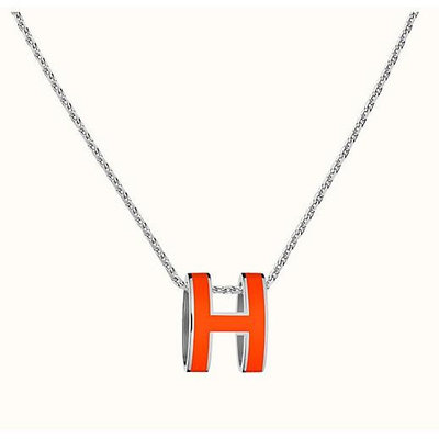 新款Hermes 愛馬仕 經典橢圓 Pop H Logo 奶茶色 白色 粉紅色 玫瑰金鍊 銀鍊項鍊~現貨