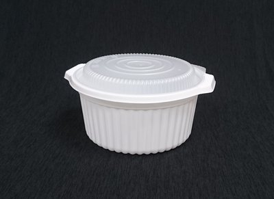 含稅 1組【KC006B圓形外帶盒+白霧蓋】1800cc湯盅 湯碗 白色碗 外帶碗 塑膠碗 白碗 PP碗 年菜盒 聚