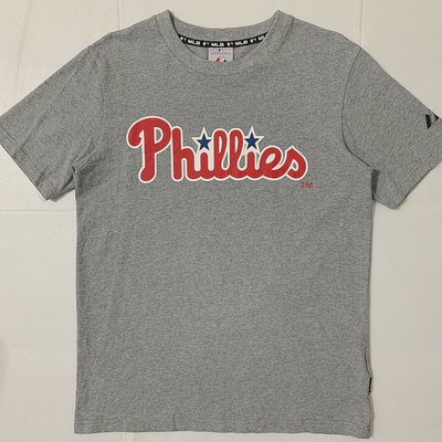 HA-美國職棒【費城費城人】MLB 客場球衣配色 球隊字樣T恤 (灰,尺寸:M Majestic)