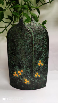 銅花瓶，日本回流銅器，精品花道器，純銅中古老貨，原木盒包裝，