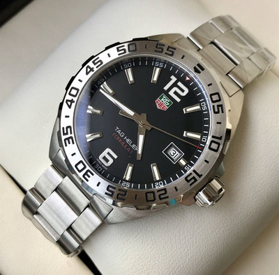 TAG HEUER Formula 1 黑色面錶盤 銀色不鏽鋼錶帶 石英 男士手錶 WAZ1112BA0875