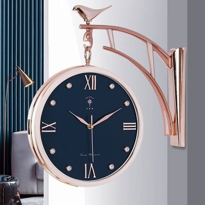 新店促銷北極星20英寸歐式雙面掛鐘客廳靜音裝飾時鐘輕奢個性掛墻石英鐘表掛鐘促銷活動