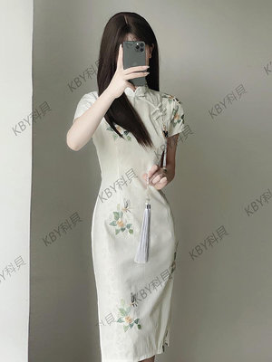 旗袍2023年新款氣質高端新中式改良版連衣裙少女年輕款中國風日常-kby科貝