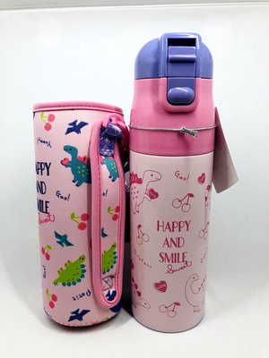 【樂樂日貨】*現貨*日本 Skater 470ml KSDC4 雙層 粉紅 粉色恐龍 卡通 直飲式 兒童 水壺 保冷保溫