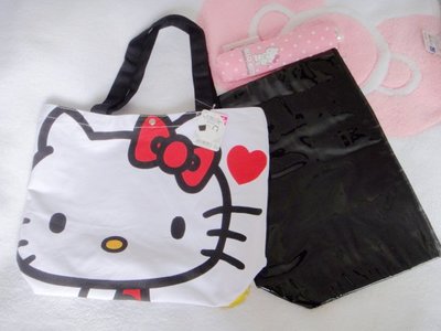 【正版】Hello Kitty KT 帆布包+保冷袋 雙層兩用(可拆卸)手提袋/肩背包 ~~白~~