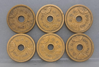 幣896 日本昭和14年5錢硬幣 共6枚