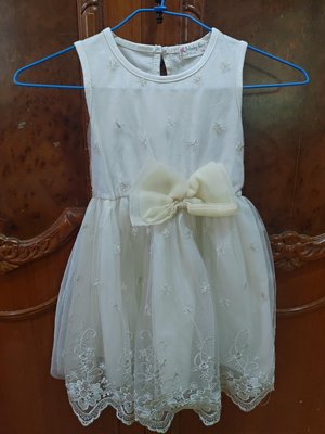 二手女童禮服洋裝 花童 (白色-105公分)