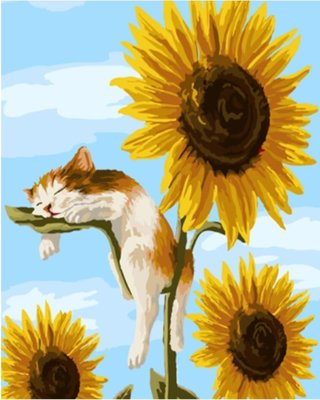 ArtLife藝術生活 DIY 彩繪 數字油畫 裝飾畫【66508】猫咪向日葵 40*50cm